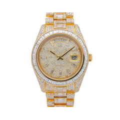 Rolex Watch fully iced out diamond watch big bezel with baguette moissanite diamond watch men wrist watch