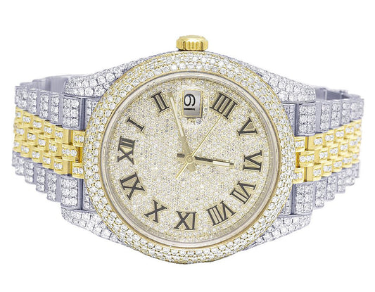 Rolex Watch fully iced out moissanite watch for mens roman number diamond watch