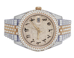 Rolex Watch 2 tone fully iced out moissanite diamond watch for anniversary gift