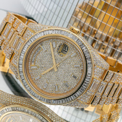 Rolex Watch fully iced out diamond watch big bezel with baguette moissanite diamond watch men wrist watch