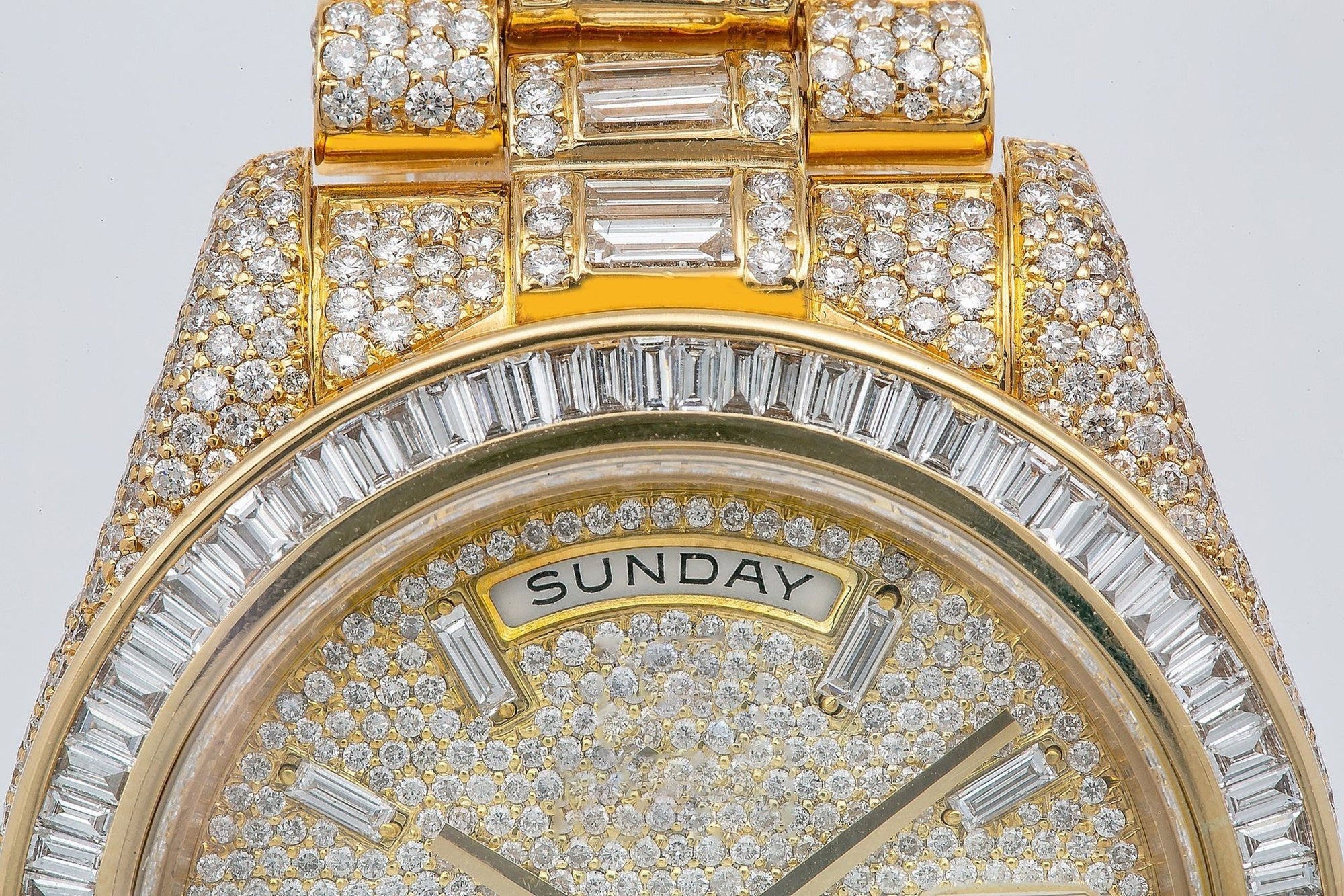 Rolex Watch fully iced out diamond watch big bezel with baguette moissanite diamond watch men wrist watch