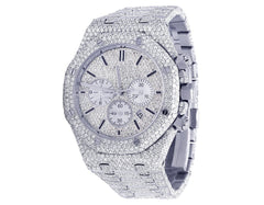 Audemars Piguet Watch fully iced out moissanite watch in white gold plating mens hip hop watch for birthday gift