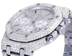 Audemars Piguet Watch fully iced out moissanite watch in white gold plating mens hip hop watch for birthday gift