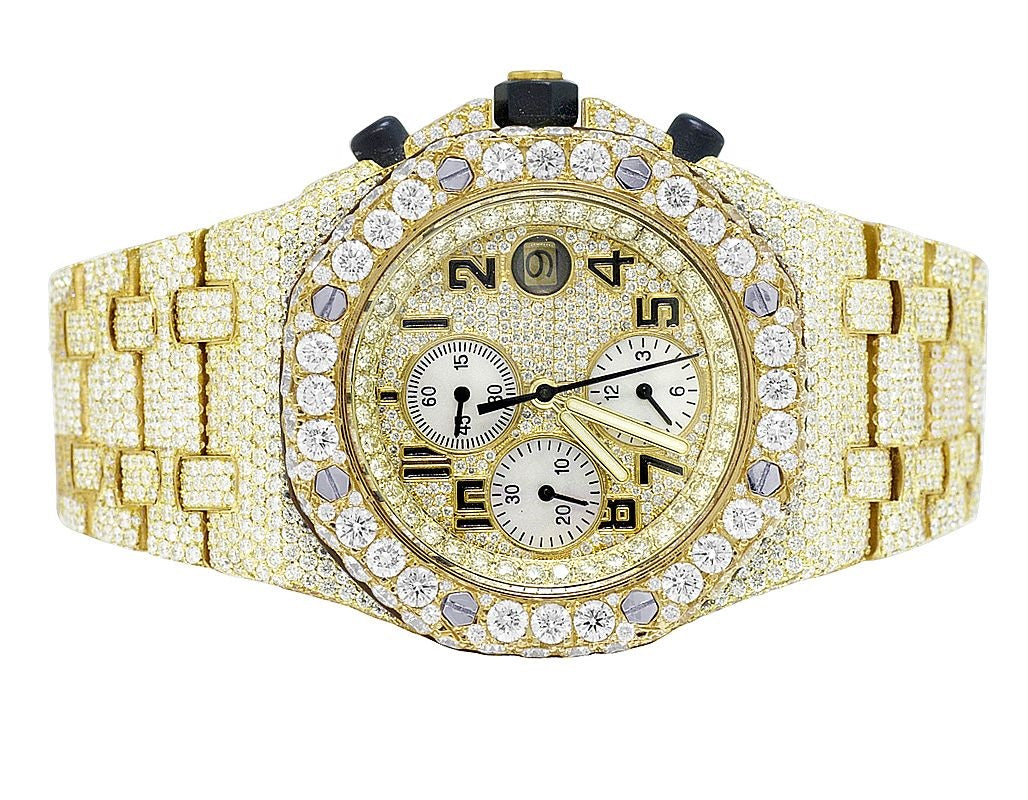 Audemars Piguet Watch mens wrist watch iced out moissanite diamond watch with yellow gold plating