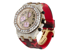 Audemars Piguet Watch mens luxury diamond watch iced out moissanite watch red strap wrist watch