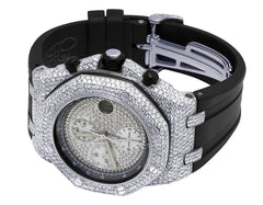 Audemars Piguet Watch iced out moissanite wrist watch for mens with black rubber strap