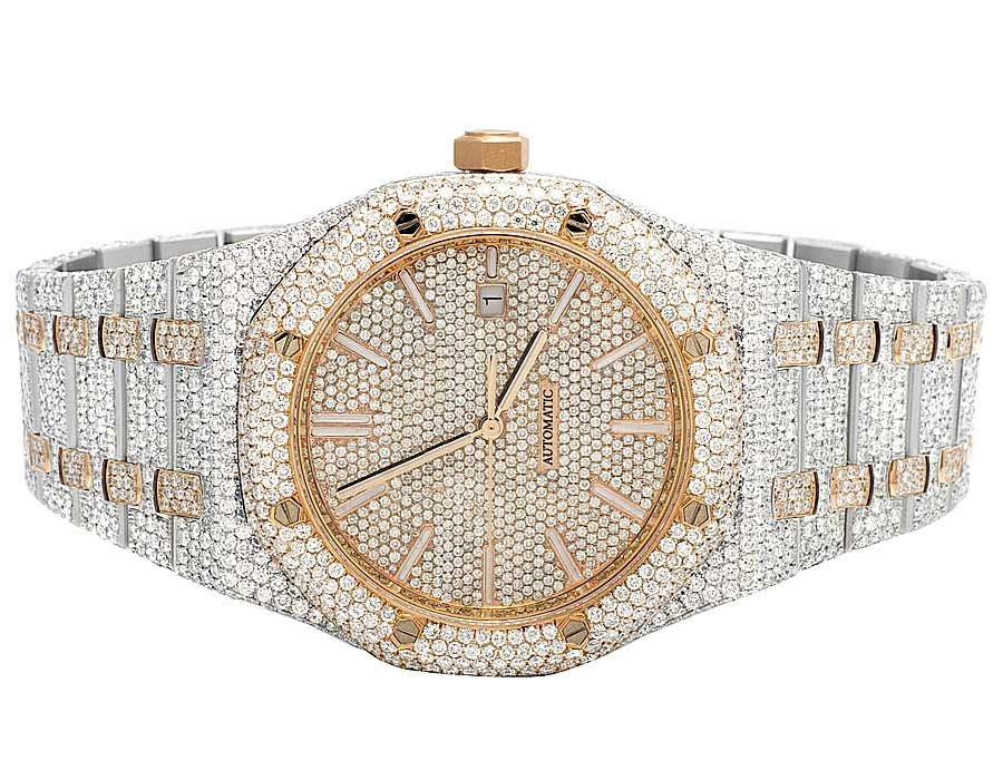 Audemars Piguet Watch fully automatic iced out men watch stainless steel moissanite watch with 2 tone gold plating