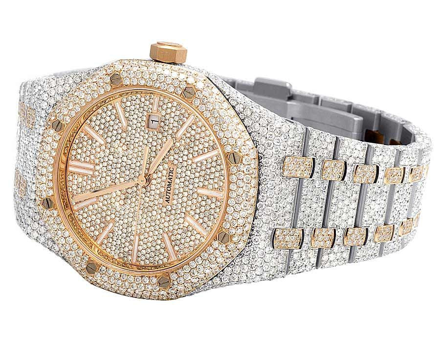 Audemars Piguet Watch fully automatic iced out men watch stainless steel moissanite watch with 2 tone gold plating