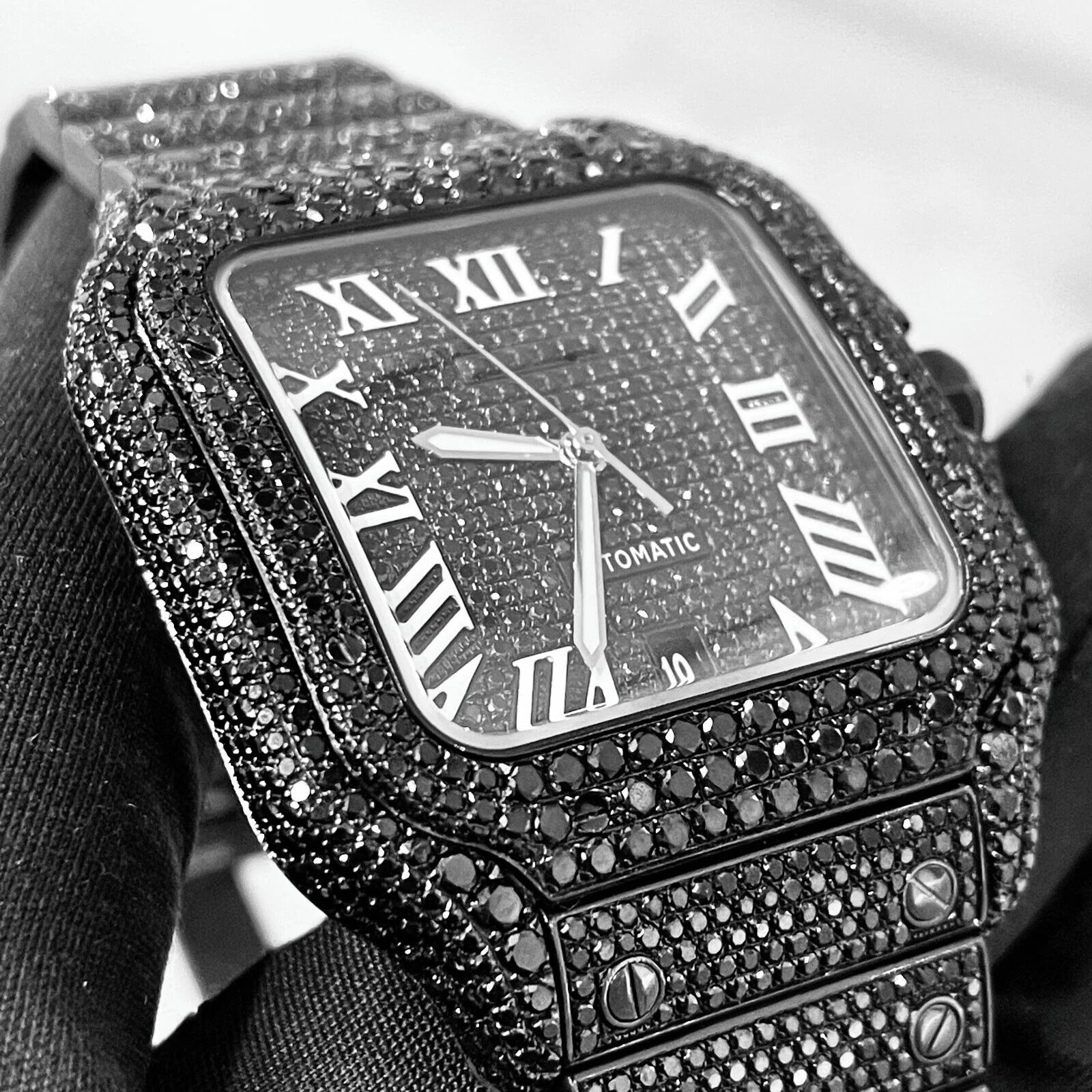 Cartier Watch custom black moissanite men watches fully automatic stainless steel watch luxury watch for him