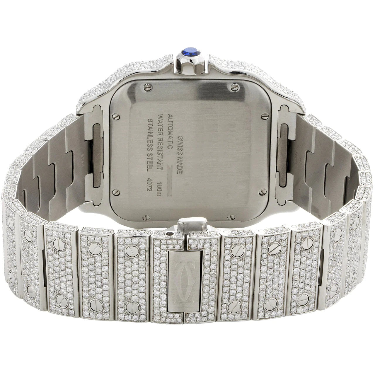 Cartier Watch iced out vvs moissanite diamond watch automatic watch for mens square dial stainless steel watch