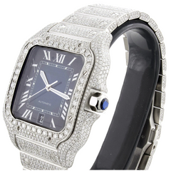 Cartier Watch iced out vvs moissanite diamond watch automatic watch for mens square dial stainless steel watch