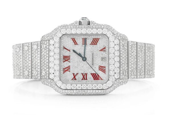 Cartier Watch iced out automatic watch gift for him round moissanite watch mens wrist watches