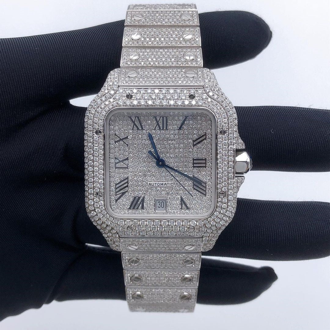 Cartier Watch iced out moissanite vvs diamond watch for gift roman dial stainless steel watch mens luxury watch