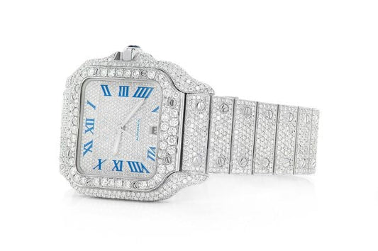 Cartier Watch mens iced out diamond wrist watch round vvs moissanite watch stainless steel luxury watch