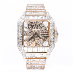 Cartier Watch custom skeleton baguette diamond watch men moissanite watch luxury wrist watch