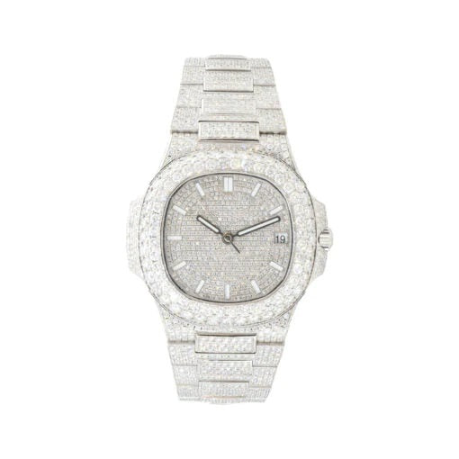 Patek Philippe Watch fully automate iced out watch moissanite bling watch square dial watch white gold plated stainless steel watch