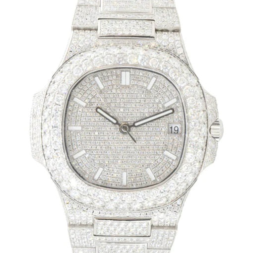 Patek Philippe Watch fully automate iced out watch moissanite bling watch square dial watch white gold plated stainless steel watch