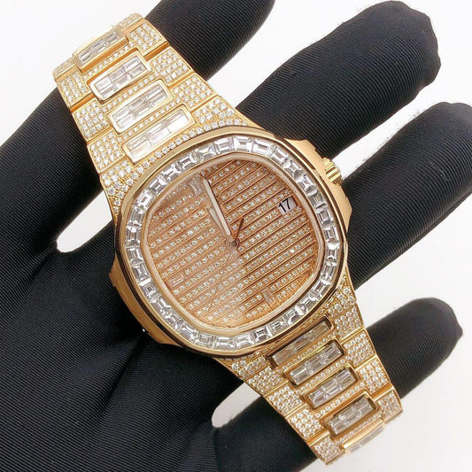 Patek Philippe Watch iced out wrist watch vvs moissanite diamond watch quartz watch for men