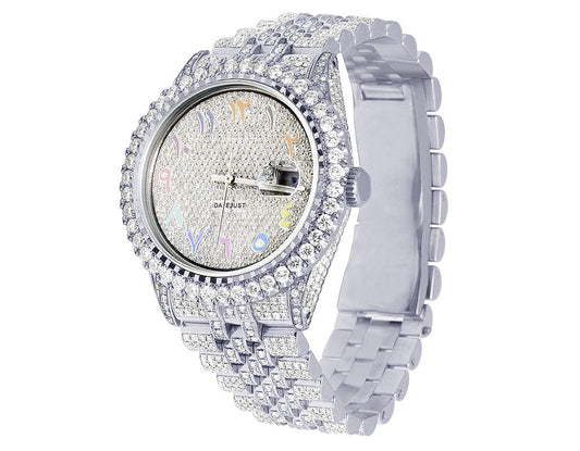 Rolex Watch mens iced out watch custom hip hop bling watch moissanite diamond arabic dial watch