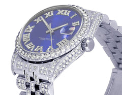 Rolex Watch mens vvs iced out diamond watch handmade moissanite studded watch blue dial quartz watch