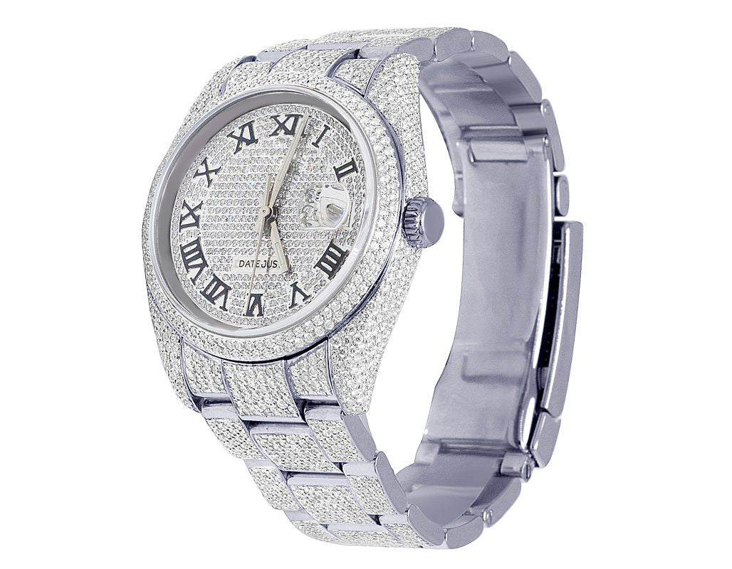 Rolex Watch luxury men diamond watch handmade moissanite watch bling watch for gift roman dial watch