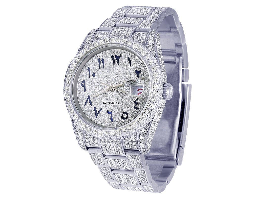 Rolex Watch mens white gold watch for gift iced out diamond watch stainless steel moissanite watch