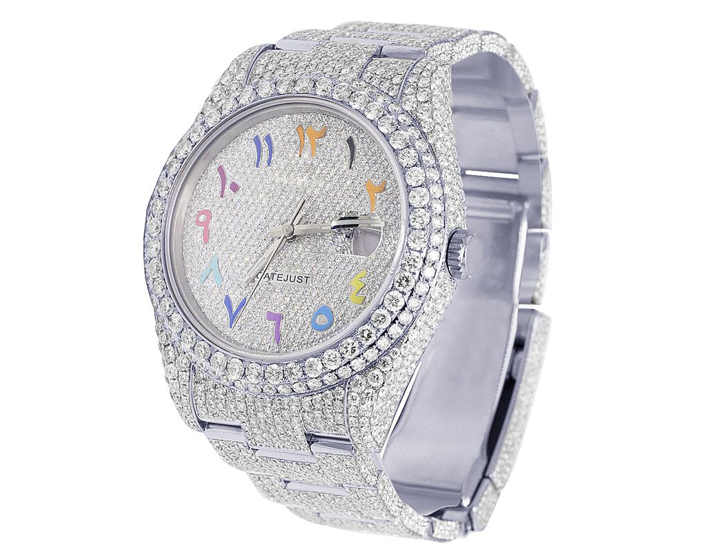 Rolex Watch vvs moissanite diamond watch iced out hip hop watch bust down watch arabic rainbow dial watch