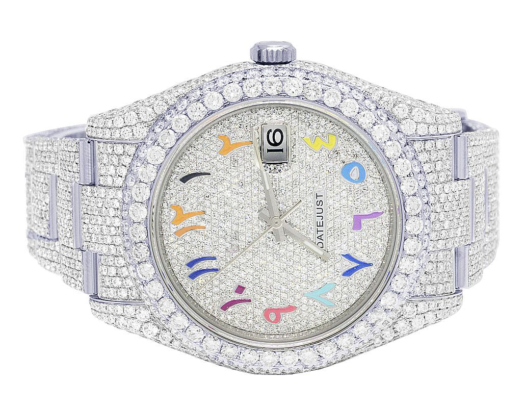 Rolex Watch vvs moissanite diamond watch iced out hip hop watch bust down watch arabic rainbow dial watch