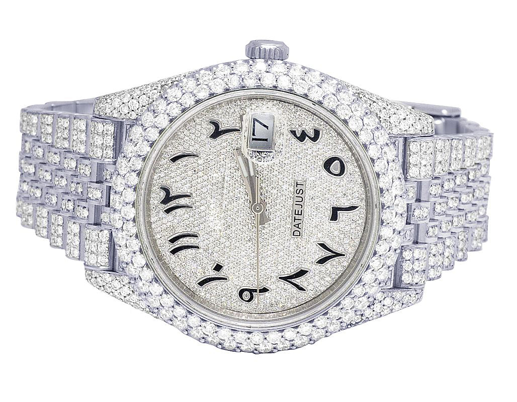 Rolex Watch mens iced out diamond watch with custom arabic dial bust down watch hip hop bling watch