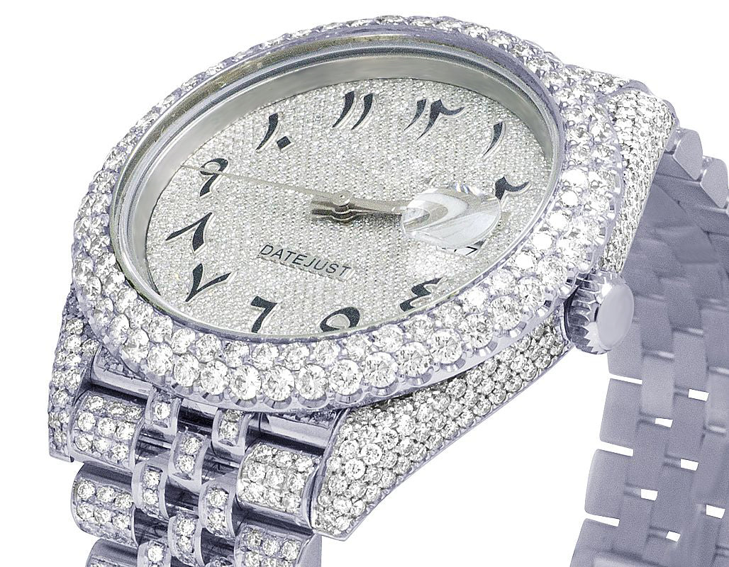 Rolex Watch mens iced out diamond watch with custom arabic dial bust down watch hip hop bling watch