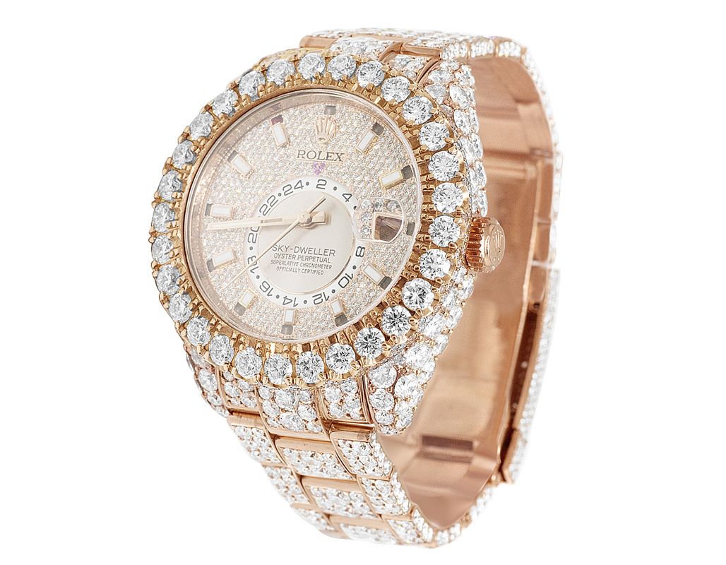 Rolex Watch fully iced out diamond watch moissanite bust down watch rose gold plated stainless steel watch