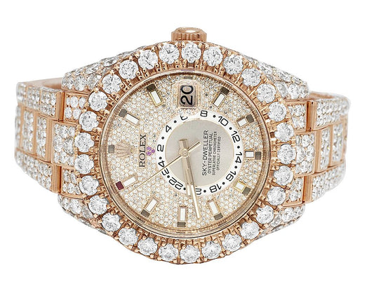 Rolex Watch fully iced out diamond watch moissanite bust down watch rose gold plated stainless steel watch