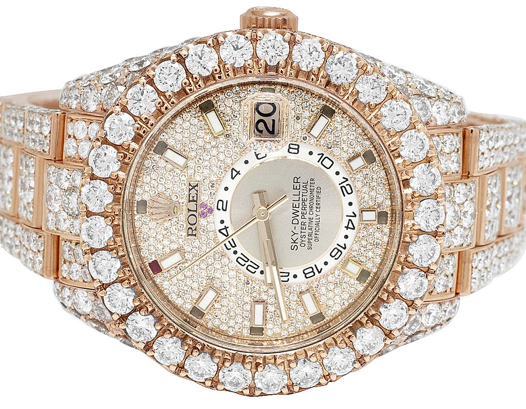 Rolex Watch fully iced out diamond watch moissanite bust down watch rose gold plated stainless steel watch