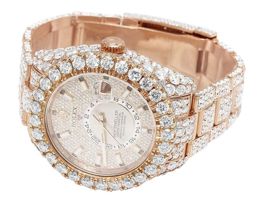 Rolex Watch fully iced out diamond watch moissanite bust down watch rose gold plated stainless steel watch