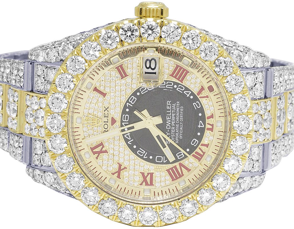 Rolex Watch iced out diamond watch handmade real moissanite watch gold plated bust down watch