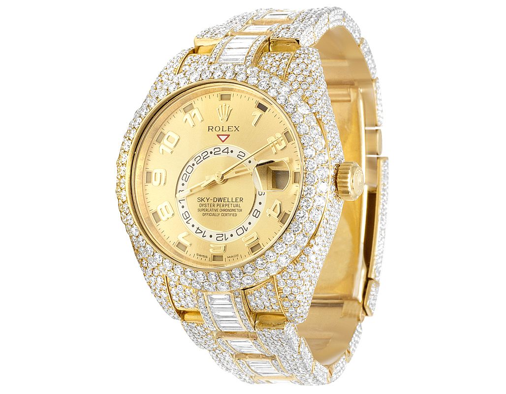 Rolex Watch mens gold dial watch iced out hip hop watch moissanite diamond watch