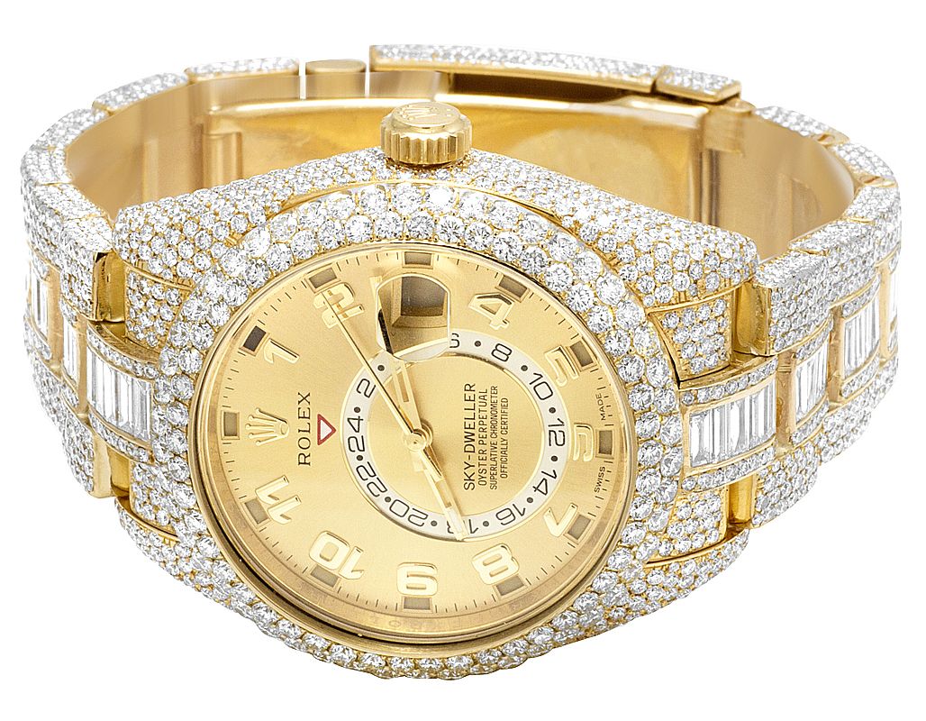 Rolex Watch mens gold dial watch iced out hip hop watch moissanite diamond watch