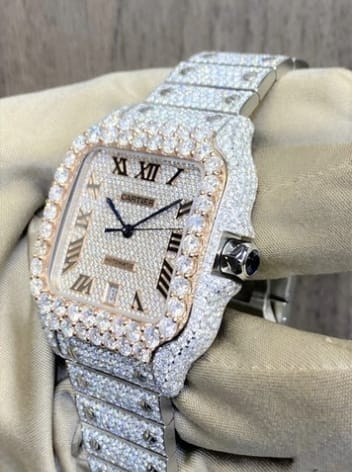 Cartier Watch moissanite wrist watch fully iced out diamond watch hip hop watch custom watch