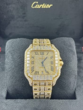 Cartier Watch yellow gold moissanite diamond watch automatic stainless steel watch custom bling watch