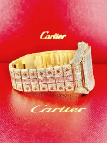 Cartier Watch yellow gold moissanite diamond watch automatic stainless steel watch custom bling watch