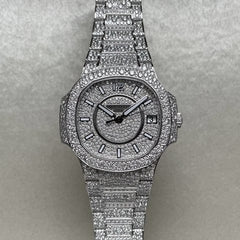 Patek Philippe Watch stainless steel hip hop moissanite watch iced out bling watch custom rapper watch