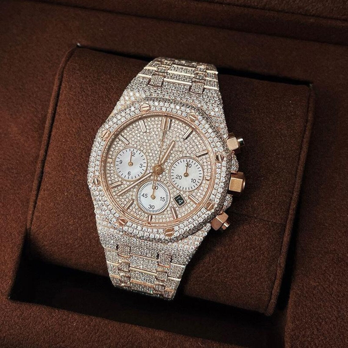 Audemars Piguet Watch iced out hip hop watch real moissanite diamond studded watch men luxury wrist watch