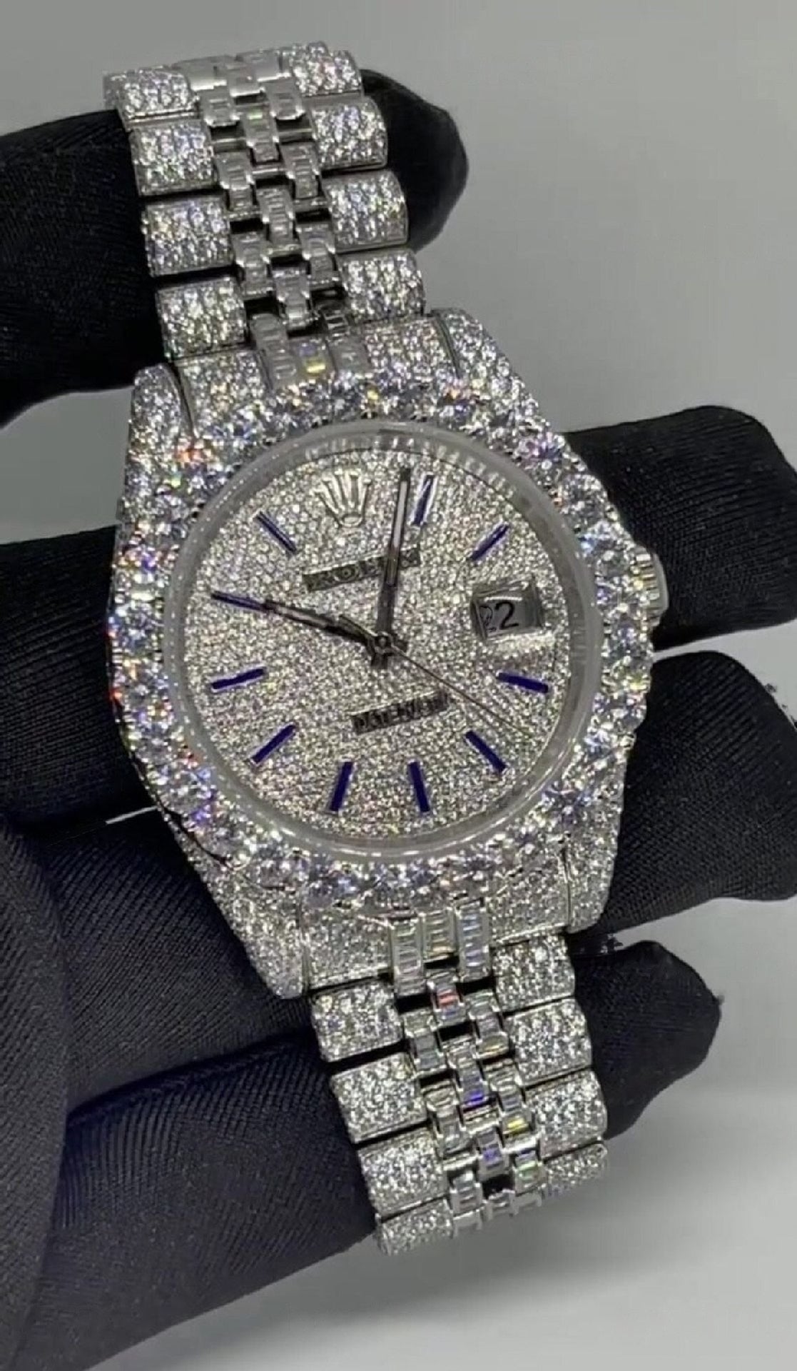 Rolex Watch custom iced out hip hop watch moissanite studded diamond watch mens luxury wrist watch