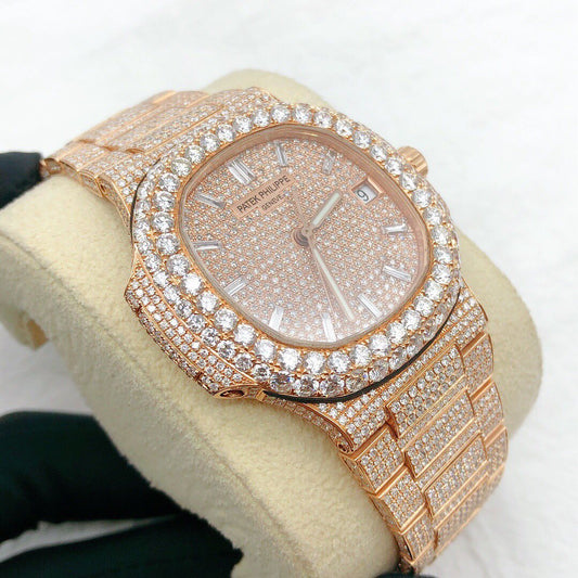 Patek Philippe Watch fully automatic vvs1 moissanite diamond watch fully iced out watch luxury bust down wrist watch