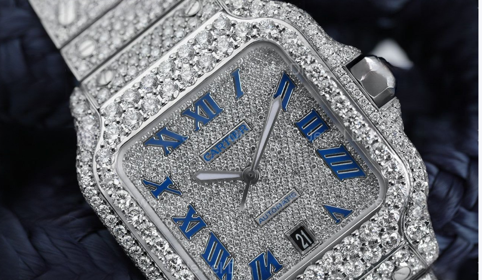 Cartier Watch iced out diamond watch real moissanite handmade automatic watch mens hip hop watch