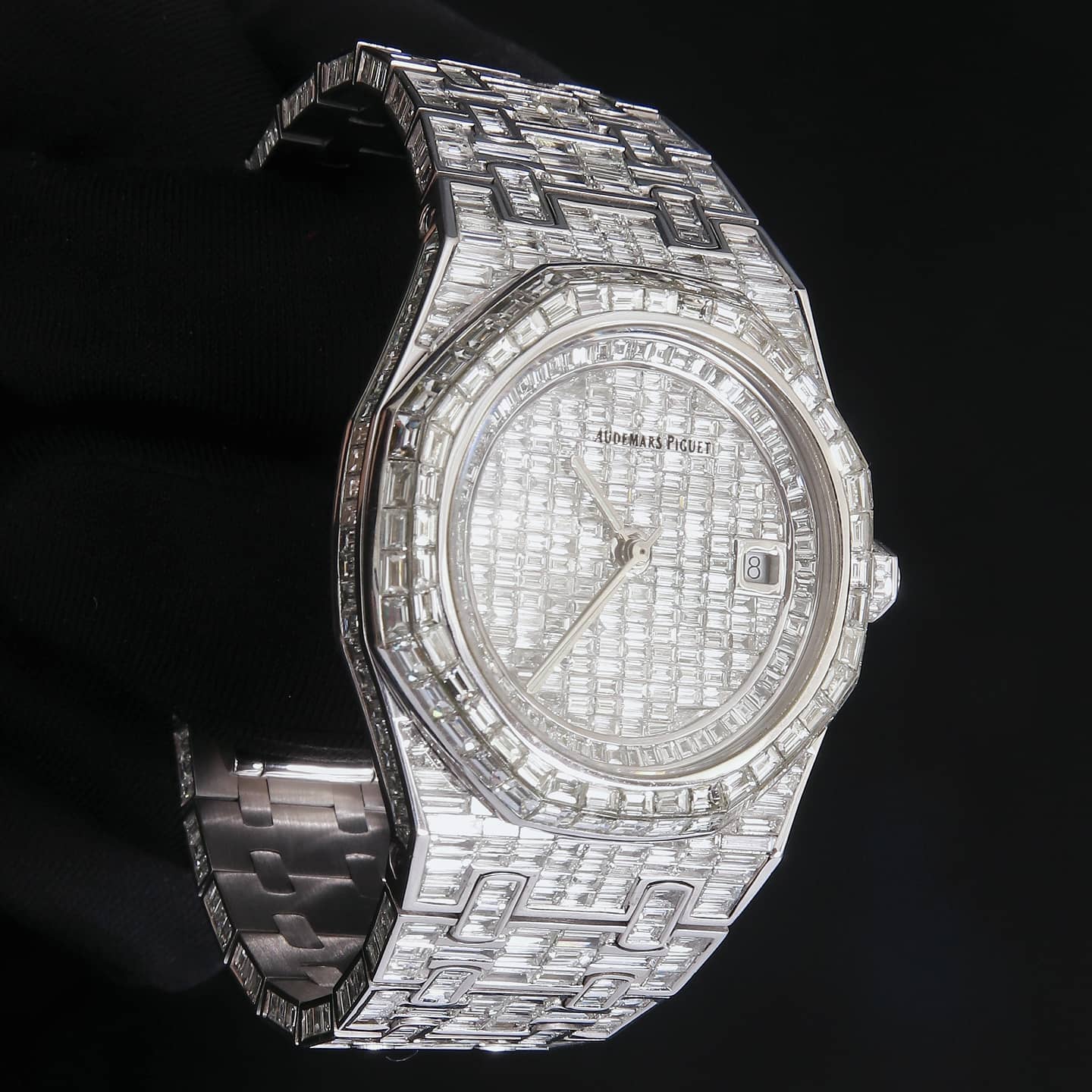 Audemars Piguet Watch baguette moissanite diamond studded watch men hip hop watch automatic stainless steel watch