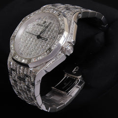 Audemars Piguet Watch baguette moissanite diamond studded watch men hip hop watch automatic stainless steel watch