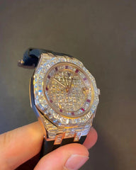 Audemars Piguet Watch custom moissanite diamond watch iced out watch with black rubber strap men luxury wrist watch