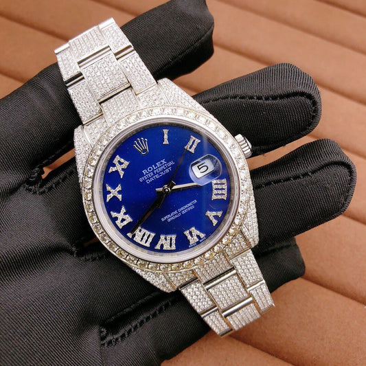 Rolex Watch big diamond bezel watch fully iced strap moissanite watch white gold hip hop watch