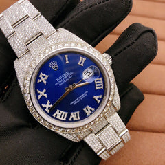 Rolex Watch big diamond bezel watch fully iced strap moissanite watch white gold hip hop watch